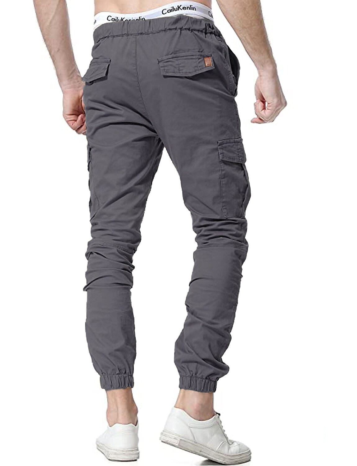Men's Simple Cotton Blend Elastic Waist Solid Color Sweatpants