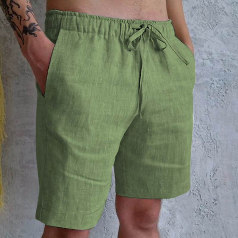 Men's Summer Shorts Pocket Drawstring Elastic Waist Plain Comfort Breathable Casual Holiday Going out Shorts