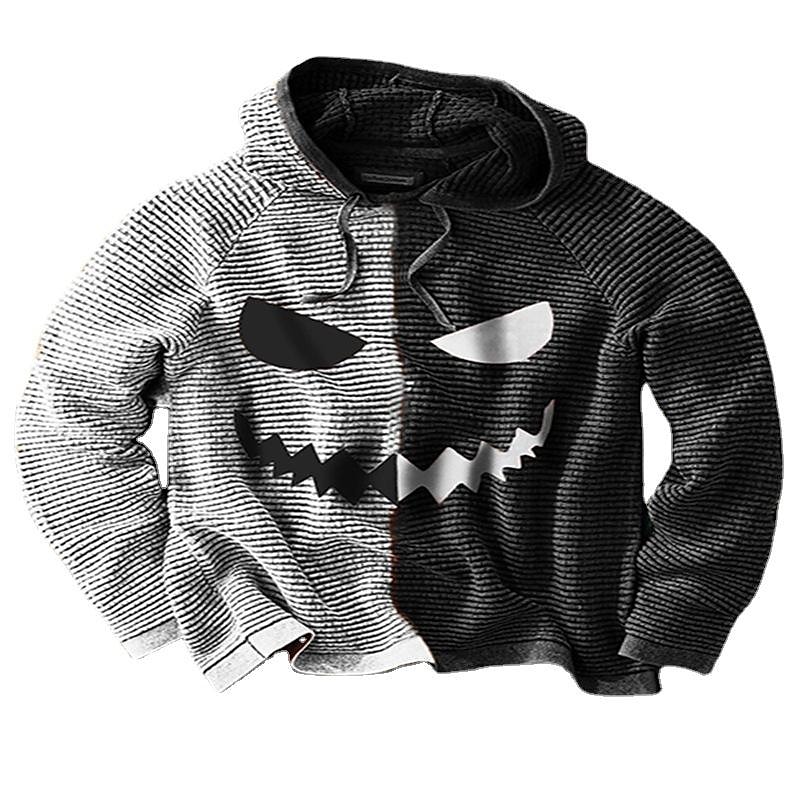 Men's Casual Christmas Pumpkin Print Hooded Loose Sweatshirt666