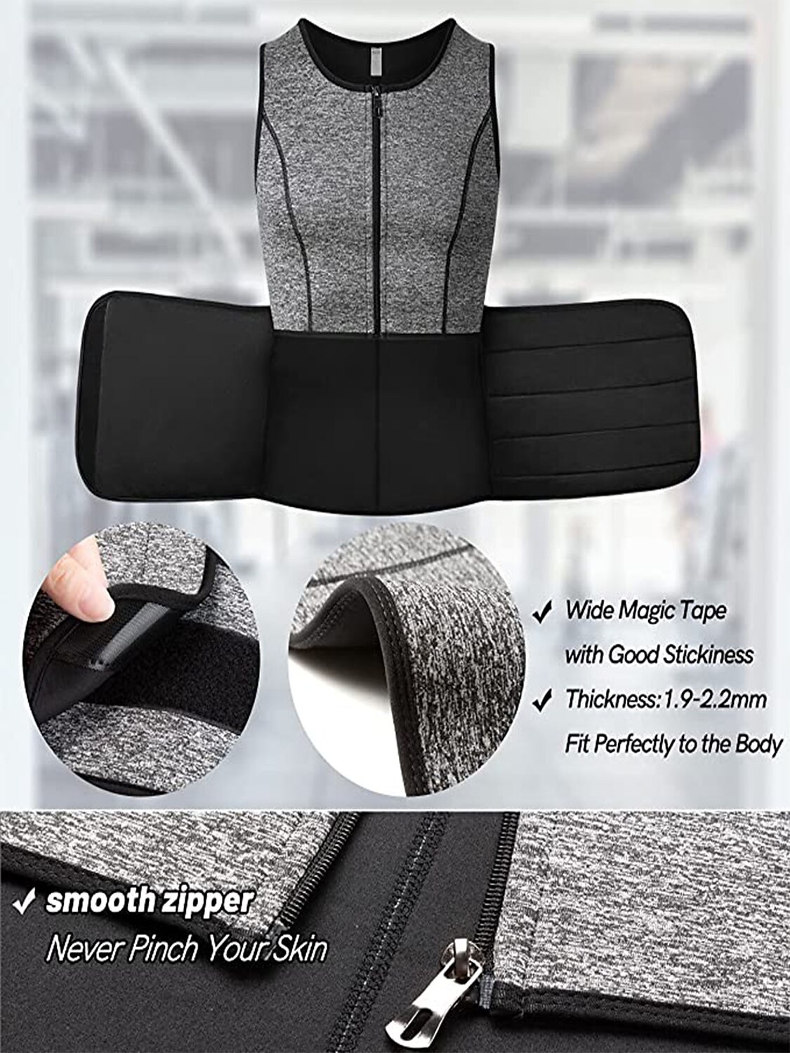 Sweat Waist Trainer Body Shaper Slimming Vest Training Adjustable Men's Women's Fitness Gym Workout Running Jogging Winter