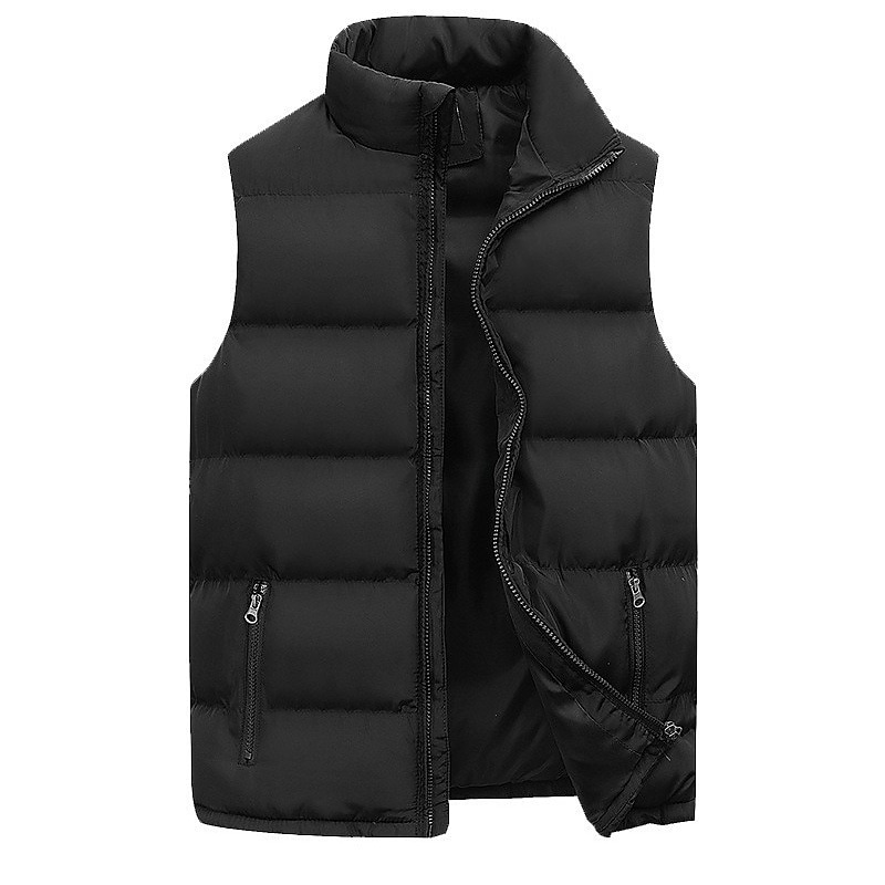 Men's Winter Solid Lightweight Windproof Sleeveless Warm Jacket