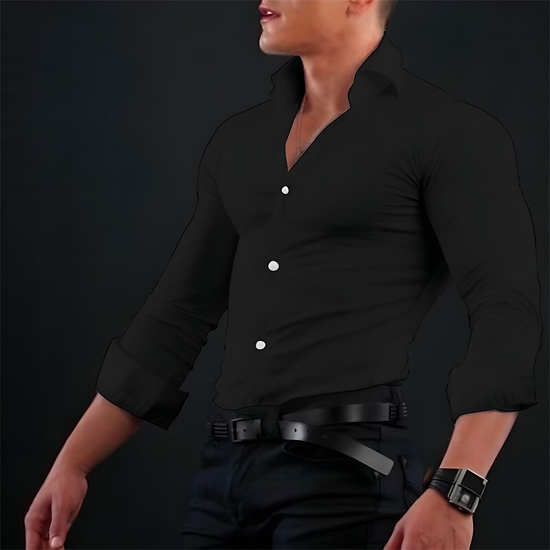 Men's Outdoor Casual Fashion Vacation Comfortable Breathable Light Plain Long Sleeve Shirt 