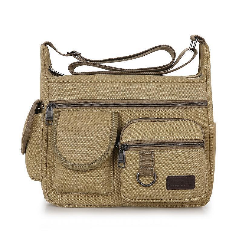 Men's Shoulder Messenger Bag Crossbody Bag Canvas Outdoor Daily Black Brown Green