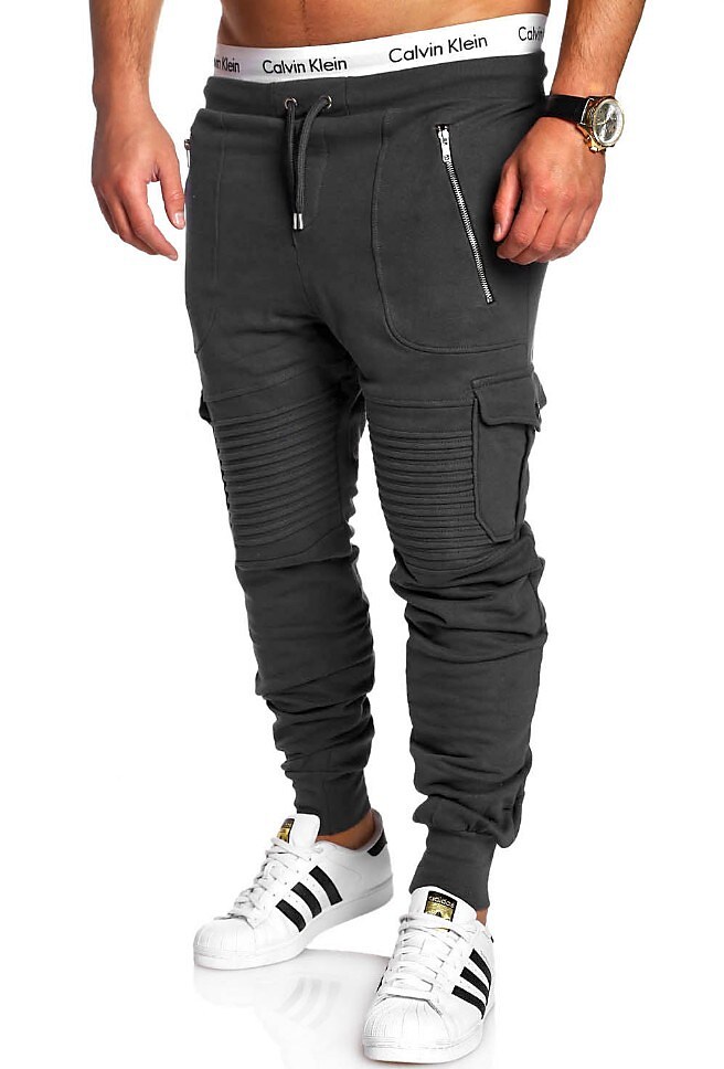 Men's Casual Solid Color Pocket Breathable Micro-elastic Sweatpants