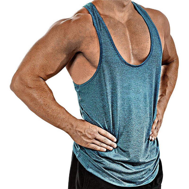 Men's Tank Top Vest Sleeveless Shirt Plain Crew Neck Outdoor Street