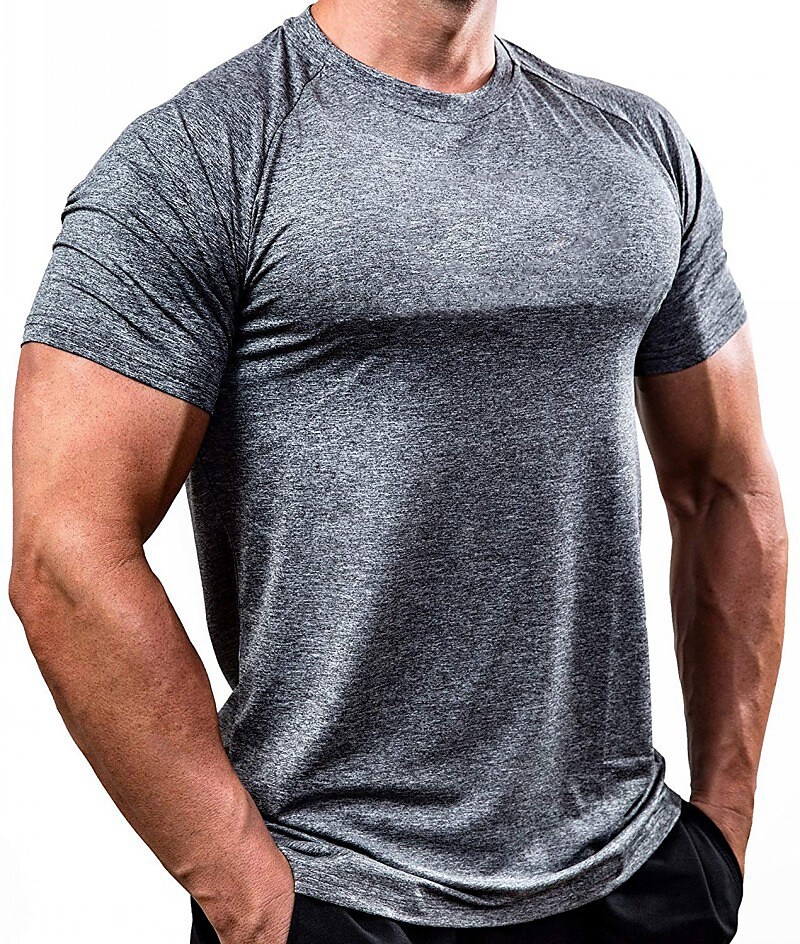 Men's Short Sleeve Breathable Quick Dry Lightweight Top Gym Workout Ru