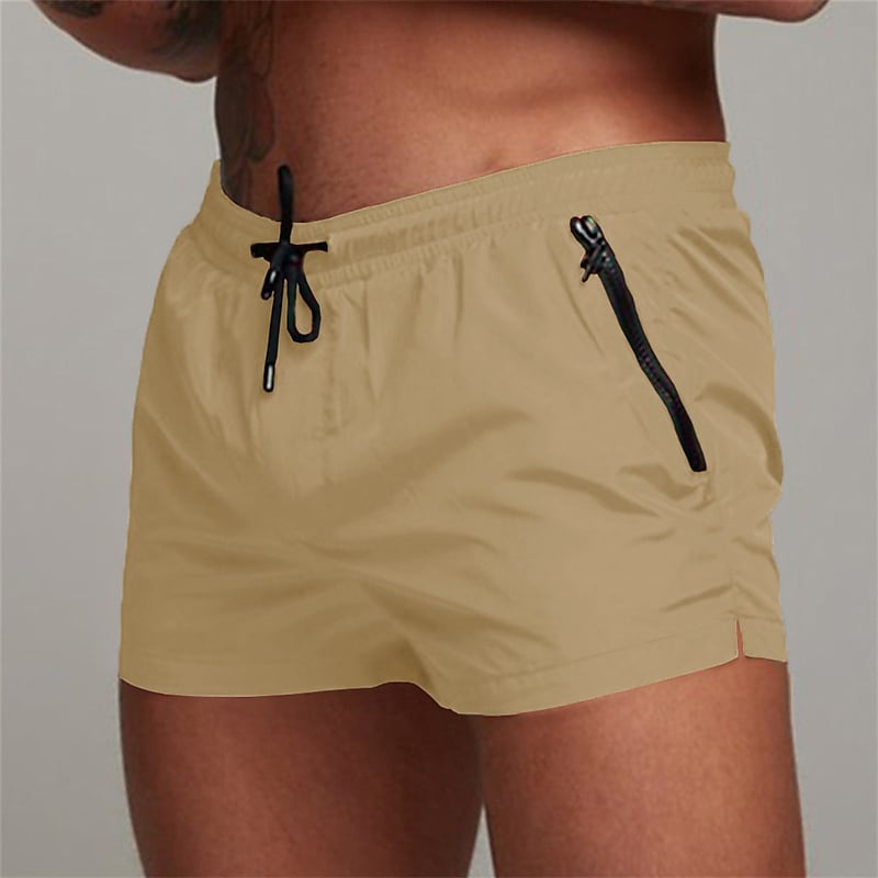 Men's Active Board Workout Running Shorts Pocket Drawstring Elastic Waist Solid Color Comfort Breathable Sportswear