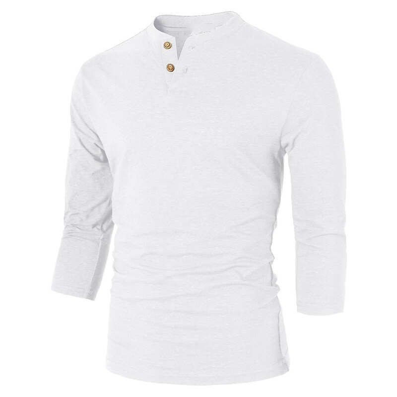 Men's Henley Shirt Tee Top Plain Henley Street Vacation Long Sleeve Clothing Apparel Fashion Designer Basic Top