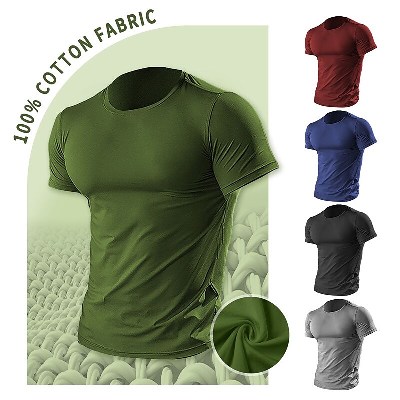 Men's T shirt Cool Plain Crew Neck Street Vacation Short Sleeves Basic Top