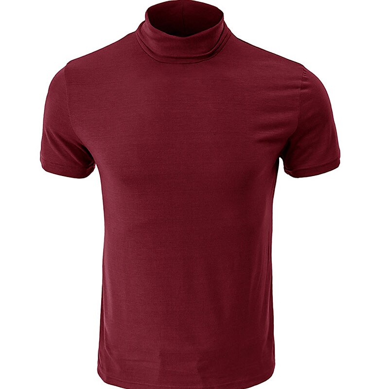 Men's Turtleneck shirt Plain / Solid Turtleneck Sports Short Sleeves Clothing Apparel Stylish Casual Top