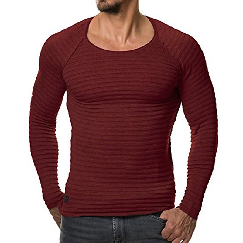 Men's T shirt Long Sleeve Shirt Plain Crew Neck Casual Long Sleeve Sports Lightweight Muscle Top