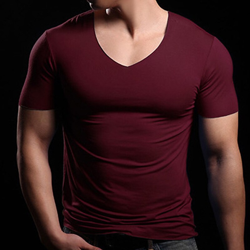Men's T shirt Tee Plain V Neck Short Sleeve Clothing  Casual Comfortable
