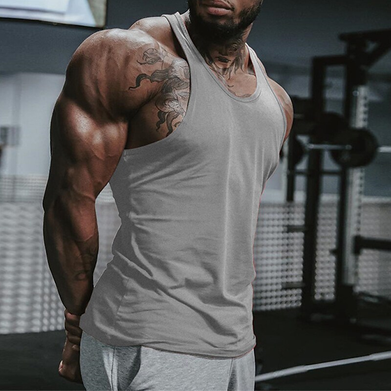 Men's Tank Top Vest Undershirt Sleeveless Shirt Solid Color Crew Neck