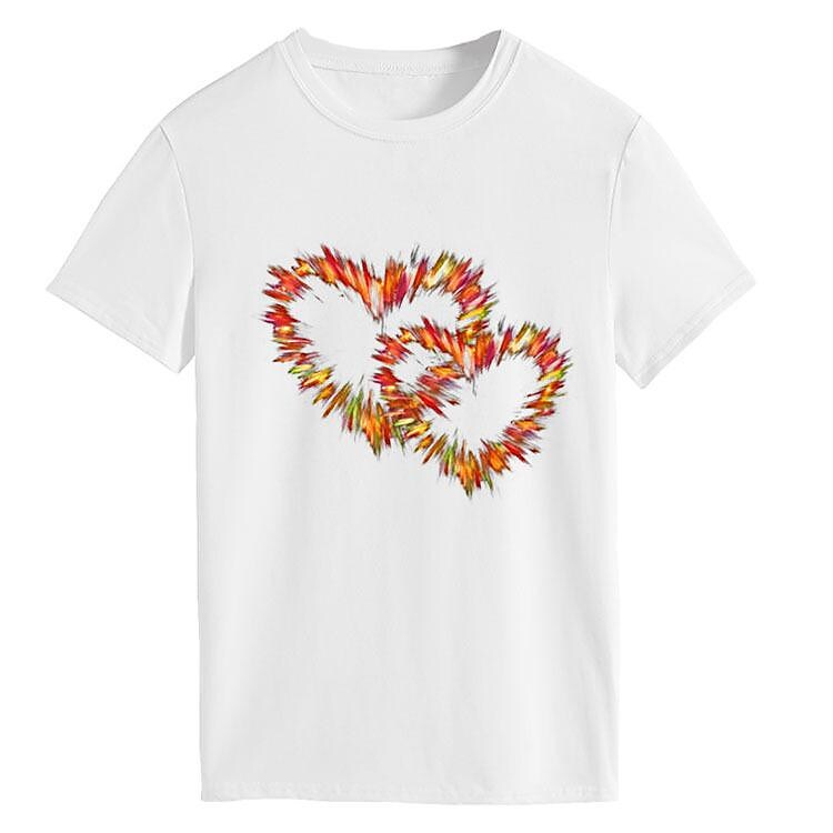Love Printing Round Neck Fashion Loose Short-sleeve T-shirt