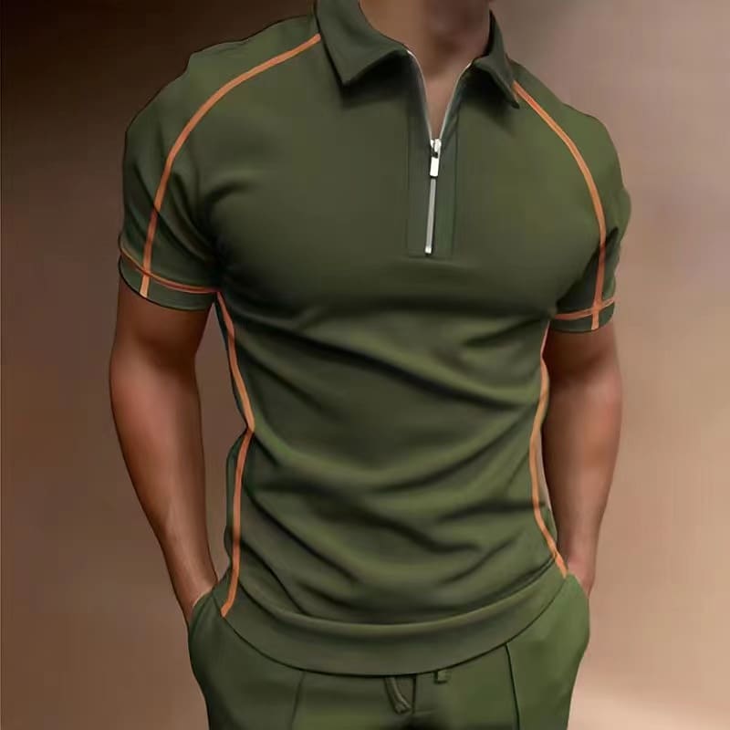 Men's Golf Shirt Letter Turndown Going out golf shirts Short Sleeve Tops Designer Punk & Gothic Sports Green Gray Brown