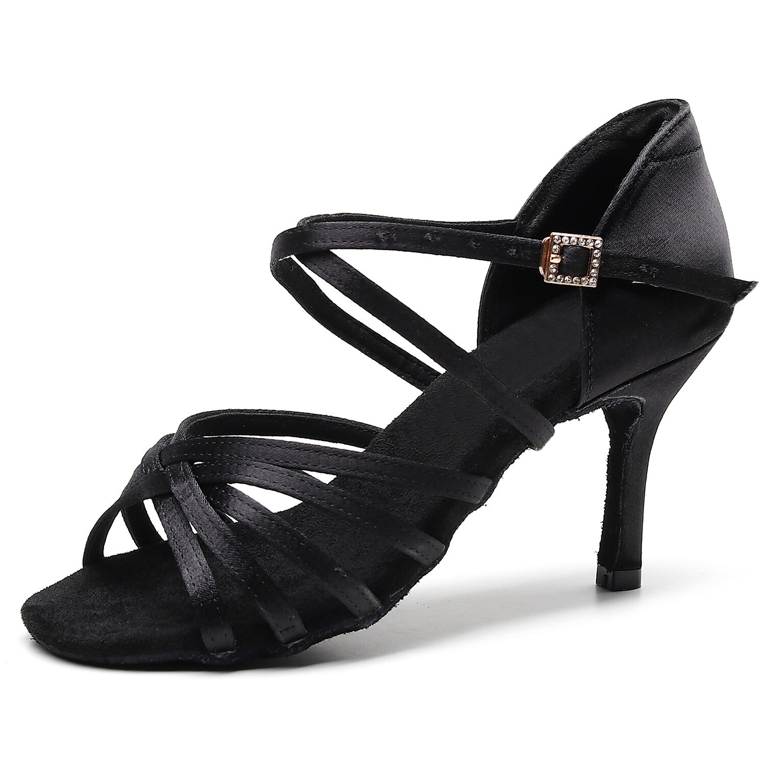 Women's Latin Shoes Line Dance Simple Solid Color Slim High Heel