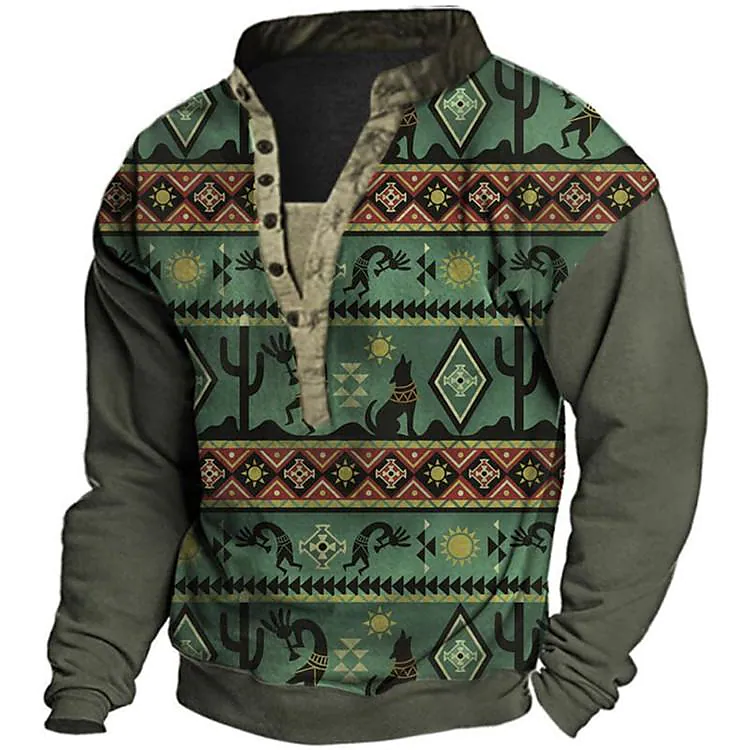 Men casual stand-up collar digital printing men's sweater hot sale