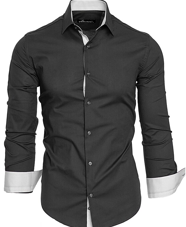 Men's shirts plus size basic long sleeves