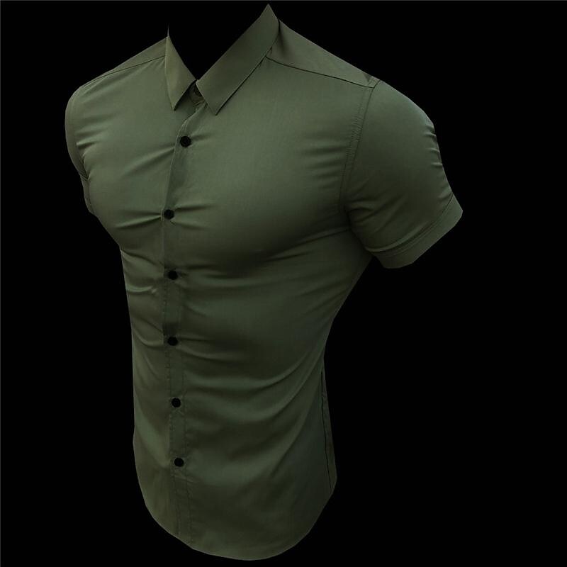 Men's thin solid color non-iron shirt