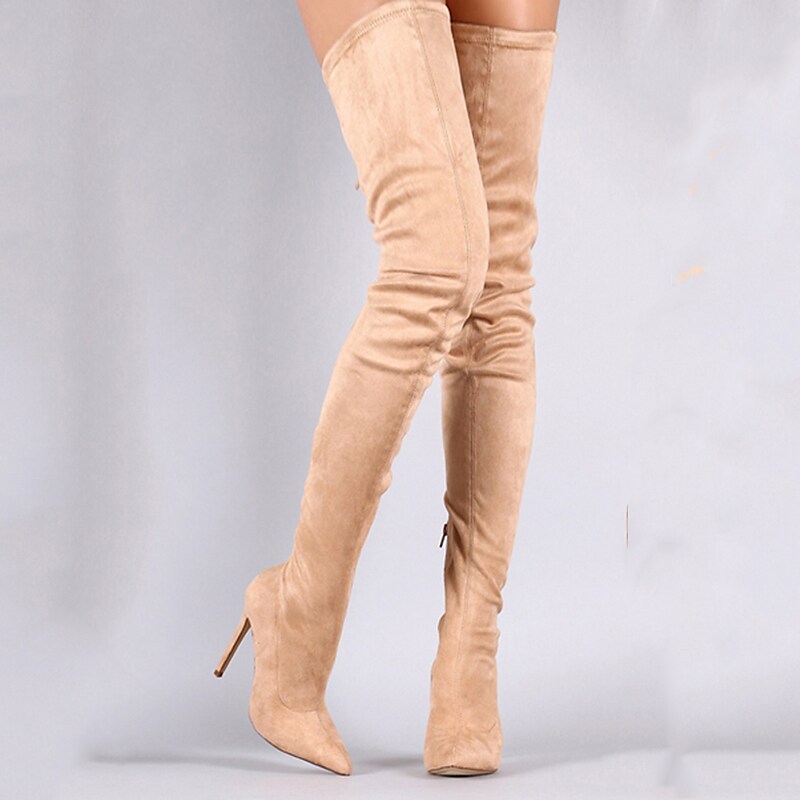 StilettosHigh Heels Pointed Toe Faux Suede Zip Women's Boots