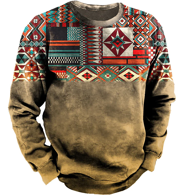 Men's Sweatshirt Pullover Graphic Prints Sports & Outdoor Casual Daily 3D Print Basic Vintage Designer Western Aztec Hoodies Sweatshirts  Long Sleeve Light Khaki. Black / Fall