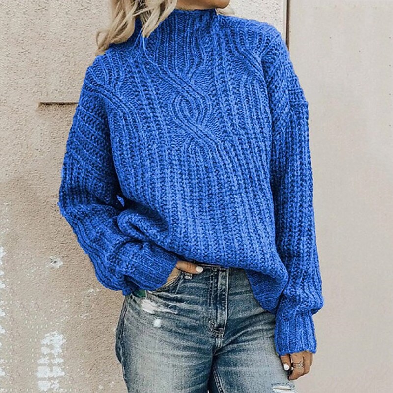 Women's Sweater Pullover Solid Color Stylish Vintage Style Casual