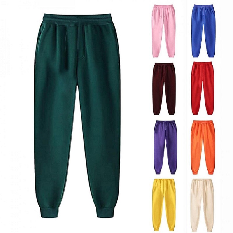 mens sweatpants Active jogger pant with side pocket Fleece Trousers elastic waist Drawstring heavyweight solid color brushed casual pants Workout Pants