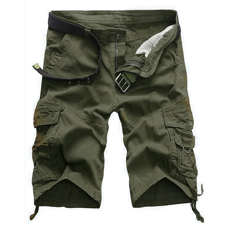 Men's Tactical Cargo Shorts Vintage Hiking Shorts With Multi-pocket Casual Sporty Sport Cotton Shorts Breathable Outdoor Camouflage Solid Color No Belt
