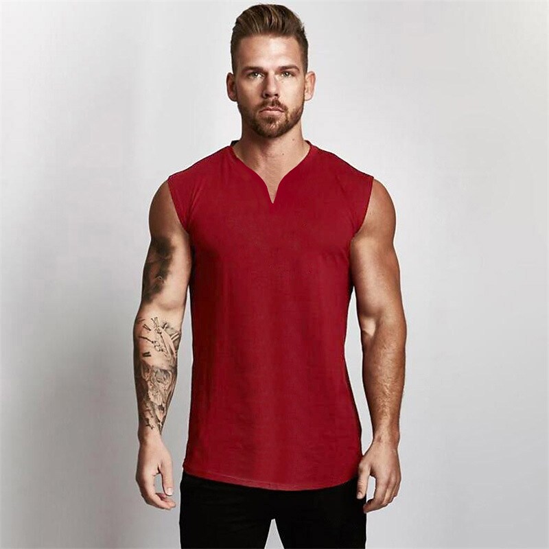 Solid V-Neck Sleeveless Casual Top