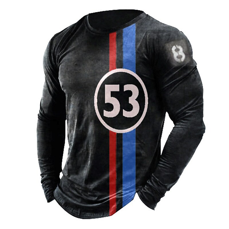 Men's Unisex T shirt Tee Striped Graphic Prints Crew Neck Green Blue Brown Gray Black 3D Print Outdoor Daily Long Sleeve Print Clothing Apparel Lightweight Casual Classic Big and Tall