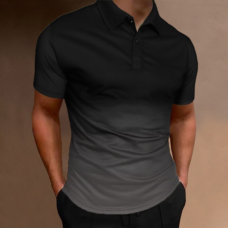 Men's Button Up Polos Polo Shirt Casual Sports Lapel Classic Short Sleeve Fashion Basic Plain Button Summer Regular Fit Dark Gray Black White Army Green Red Blue Button Up Polos