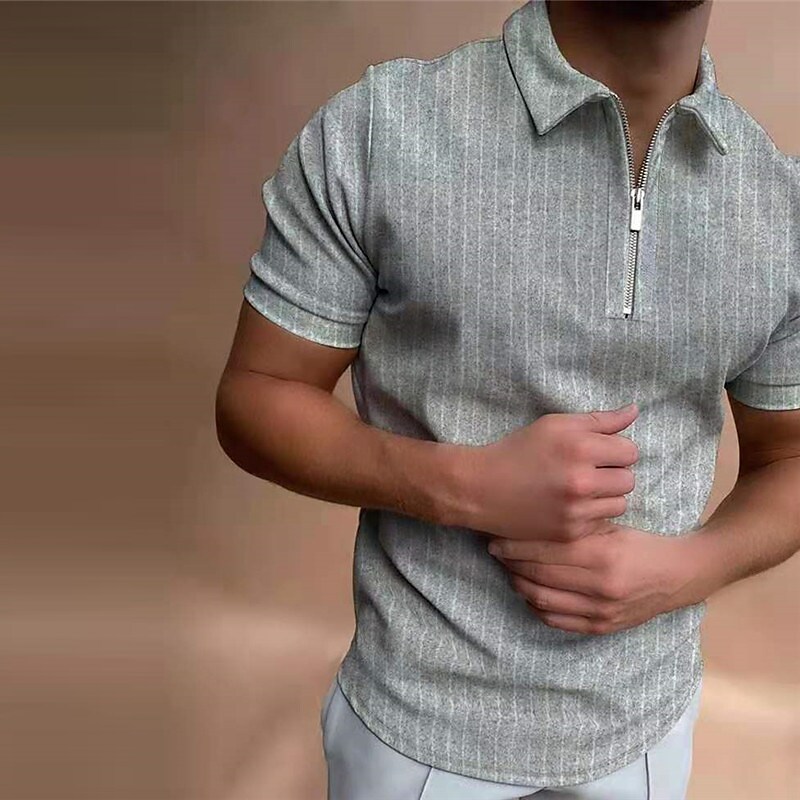Men's striped zipper shirt