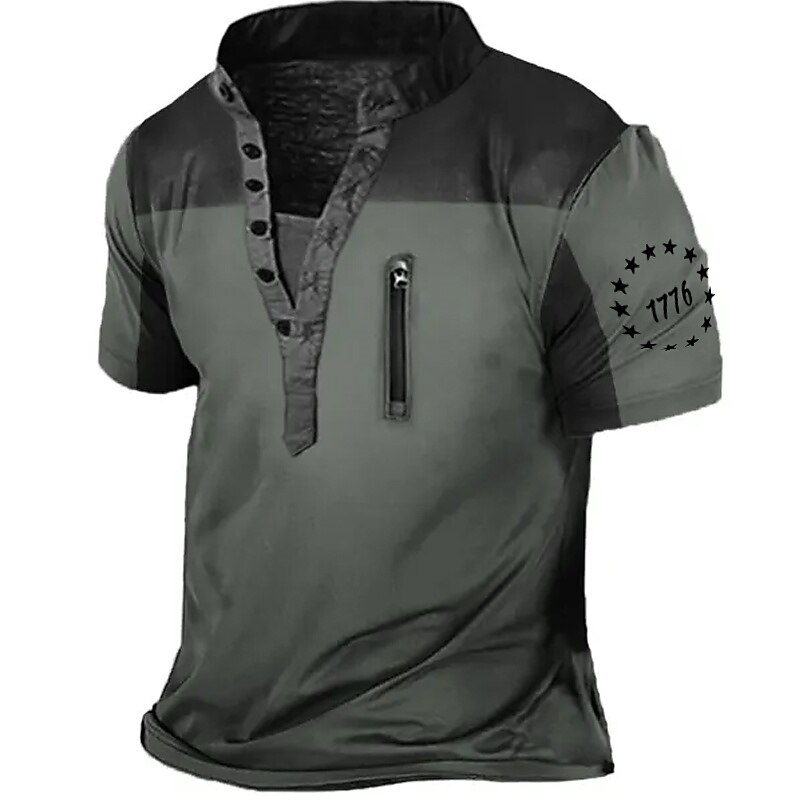 Men's Henley Shirt Graphic Number Henley Clothing Apparel 3D Print Outdoor Daily Short Sleeve Button-Down Print Designer Casual Comfortable