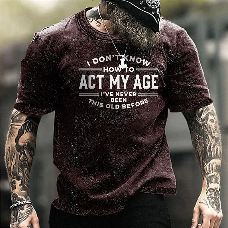 Men's T shirt Graphic Tee Tee Funny 100% Cotton Acid Wash Shirt 32S Letter Prints Crew Neck Black Blue Army Green Brown  Red Outdoor Casual Short Sleeve Print Clothing Apparel Vintage Sports