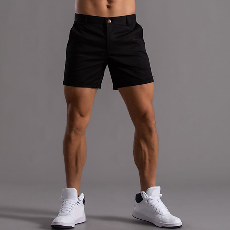Men's Chino Bermuda Work Pocket Plain Comfort Breathable Daily Cotton Stylish Casual Shorts