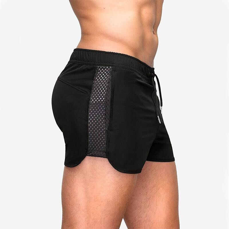 Men's Board Workout Running  Casual Hollow Mesh Drawstring Elastic Waist Solid Color Breathable Quick Dry Daily Streetwear Sporty Shorts