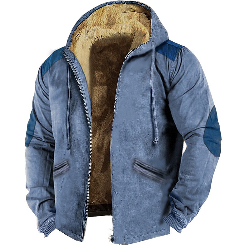 Men's Full Zip Hoodie Jacket Blue Brown Brown 2 Gray Hooded Color Block Zipper Print Casual Daily Holiday 3D Print Fleece Designer Thin fleece Winter Clothing Apparel Hoodies Sweatshirts