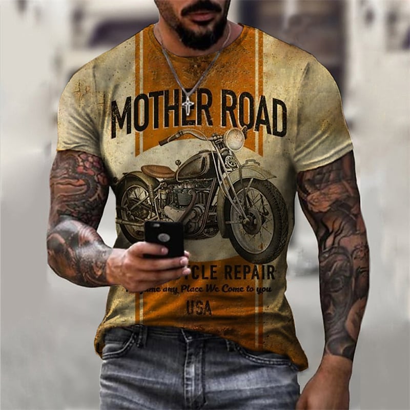 Men's T shirt Tee Tee Graphic Motorcycle Crew Neck Clothing Apparel 3D Print Outdoor Casual Short Sleeve Print Vintage Fashion Designer