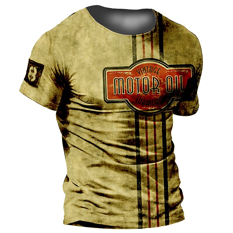 Men's Unisex T shirt Tee Letter Graphic Prints Crew Neck Green Blue Yellow Brown 3D Print Outdoor Street Short Sleeve Print Clothing Apparel Sports Designer Casual Big and Tall / Summer / Summer