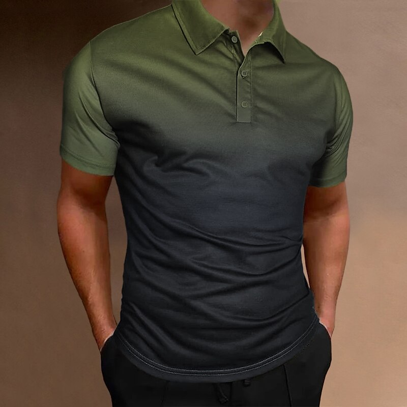 Men's Button Up Polos Polo Shirt Casual Sports Lapel Classic Short Sleeve Fashion Basic Plain Button Summer Regular Fit Dark Gray Black White Army Green Red Blue Button Up Polos