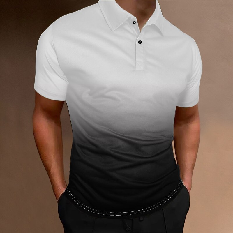 Men's Button Up Polos Polo Shirt Casual Sports Lapel Classic Short Sleeve Fashion Basic Plain Button Summer Regular Fit Dark Gray Black White Army Green Red Blue Button Up Polos