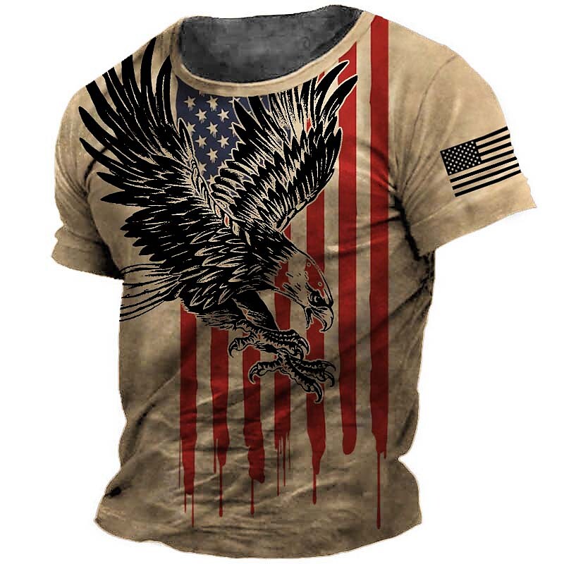 Men's 3D Print Graphic Eagle Crew Neck T-shirt  