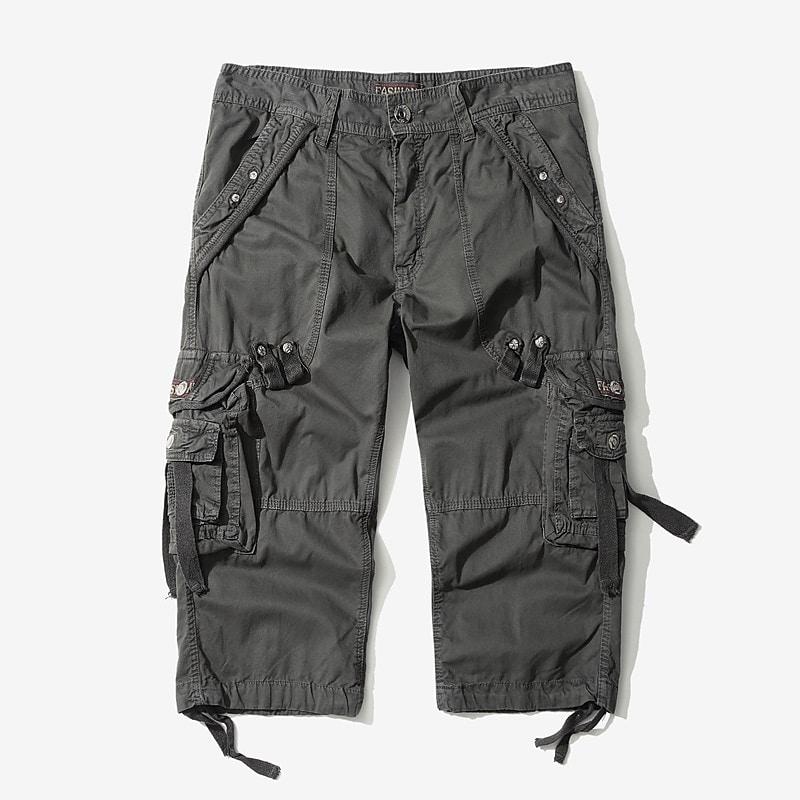Men's Classic Style Fashion Multiple Pockets Calf-Length Cargo Shorts
