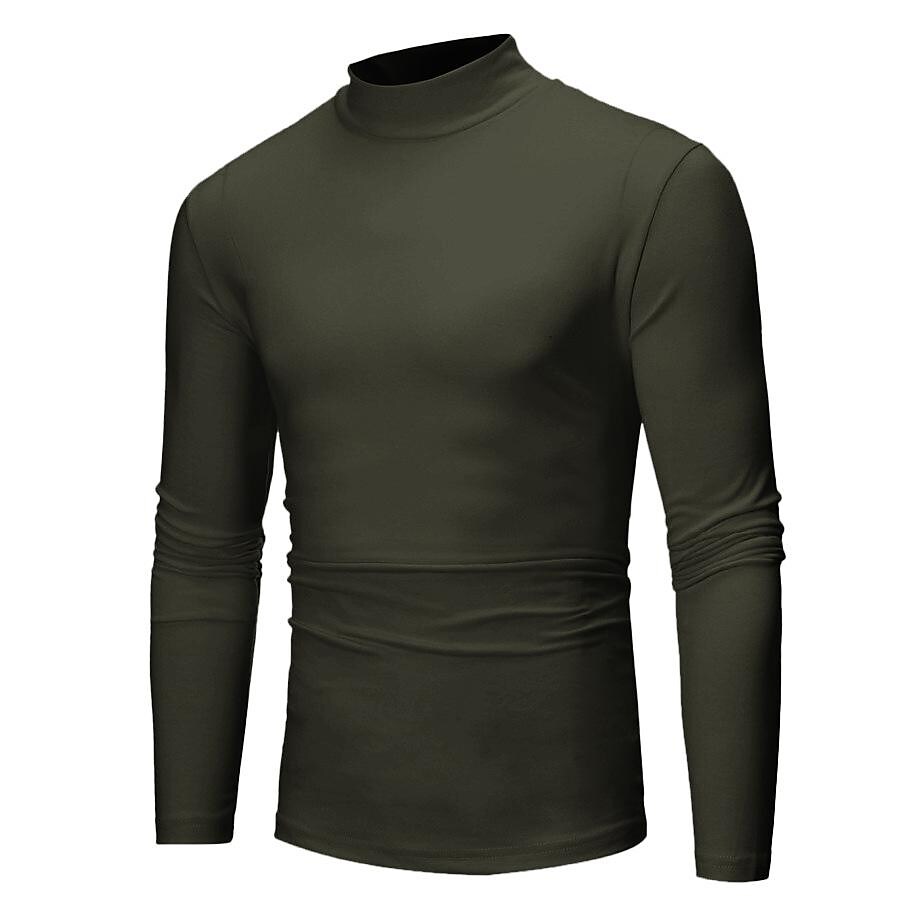 Printrendy Men's Half Turtleneck Pullover Fleece Long Sleeve T-Shirt