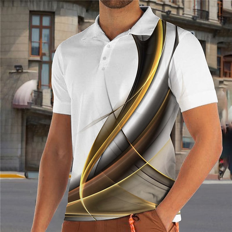 Men's 3D Print Gradient Turndown Casual Daily Button-Down T Shirt