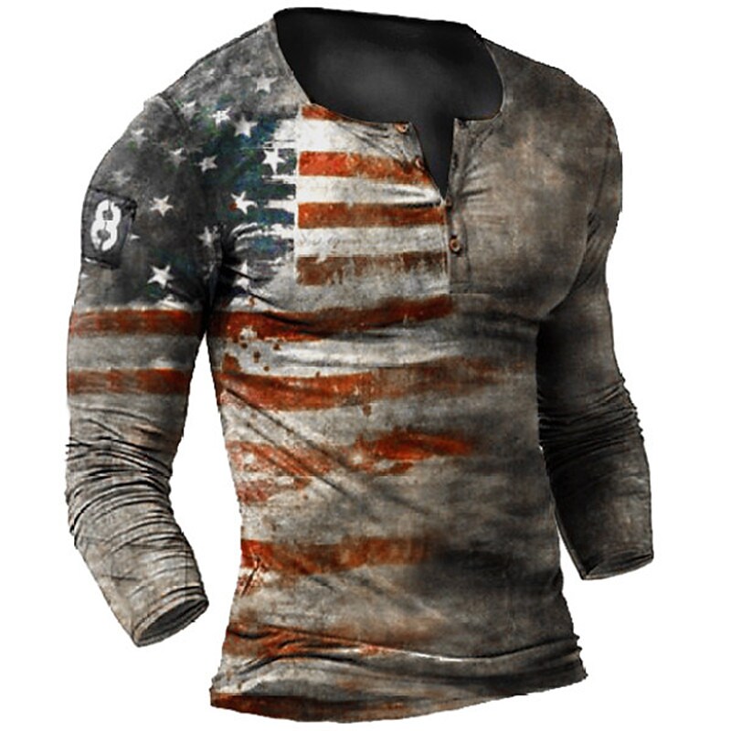 Men's 3D Print Graphic Prints American Flag  T-shirt 