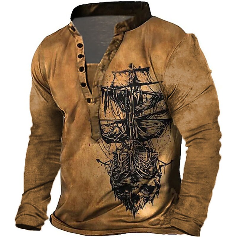 Printrendy Men's Pullover 3D Print Graphic Prints Boat Zipper Sweatshirts