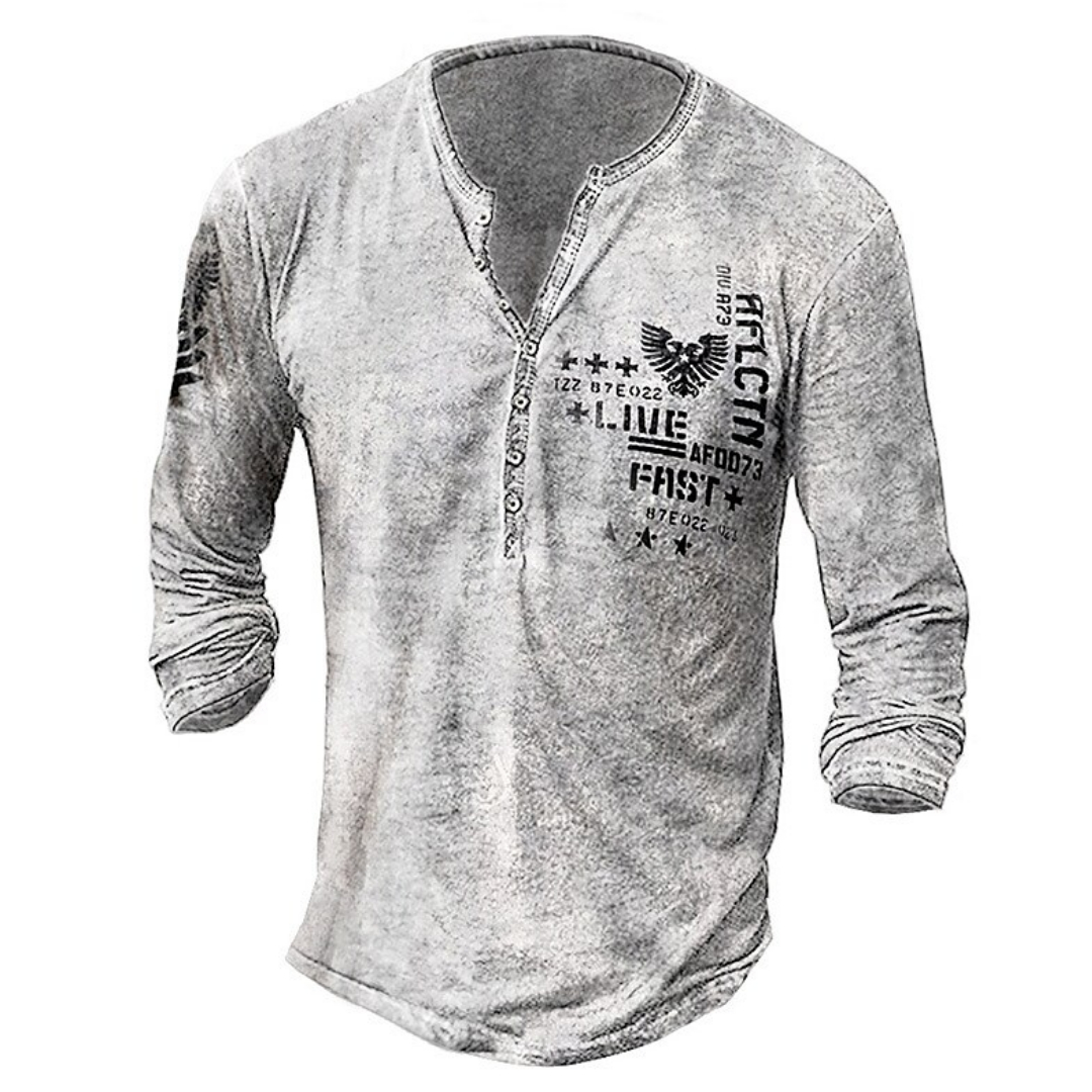 Men's Graphic Star Eagle Henley Shirt T-shirt