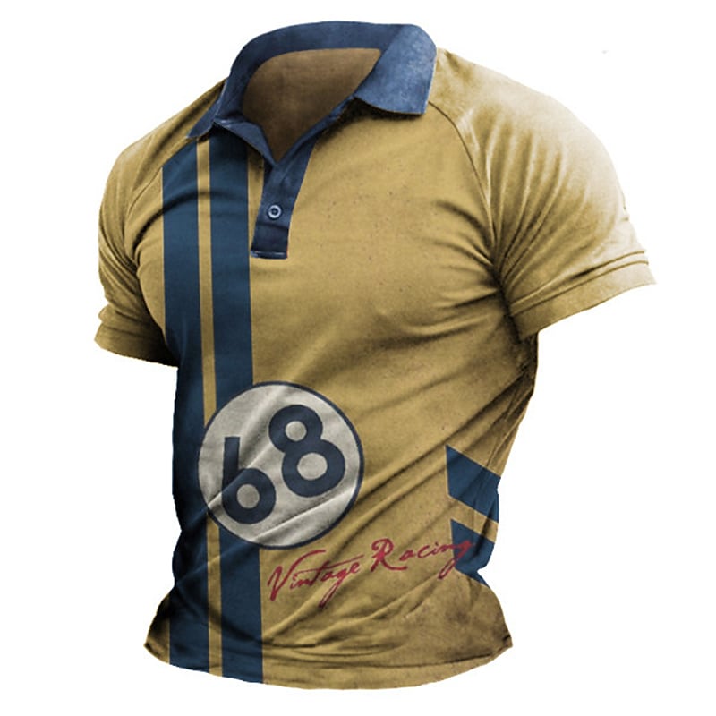 Men's Striped Turndown Street Casual Golf Shirt 