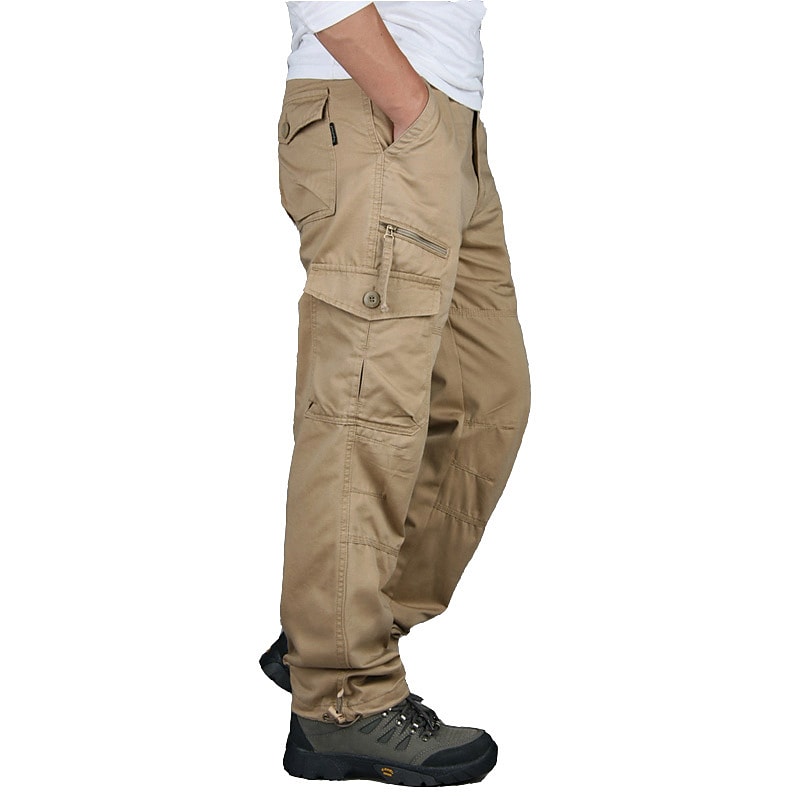 Men's Solid Color Sports & Outdoors Straight Multiple Pockets Full Length Pants